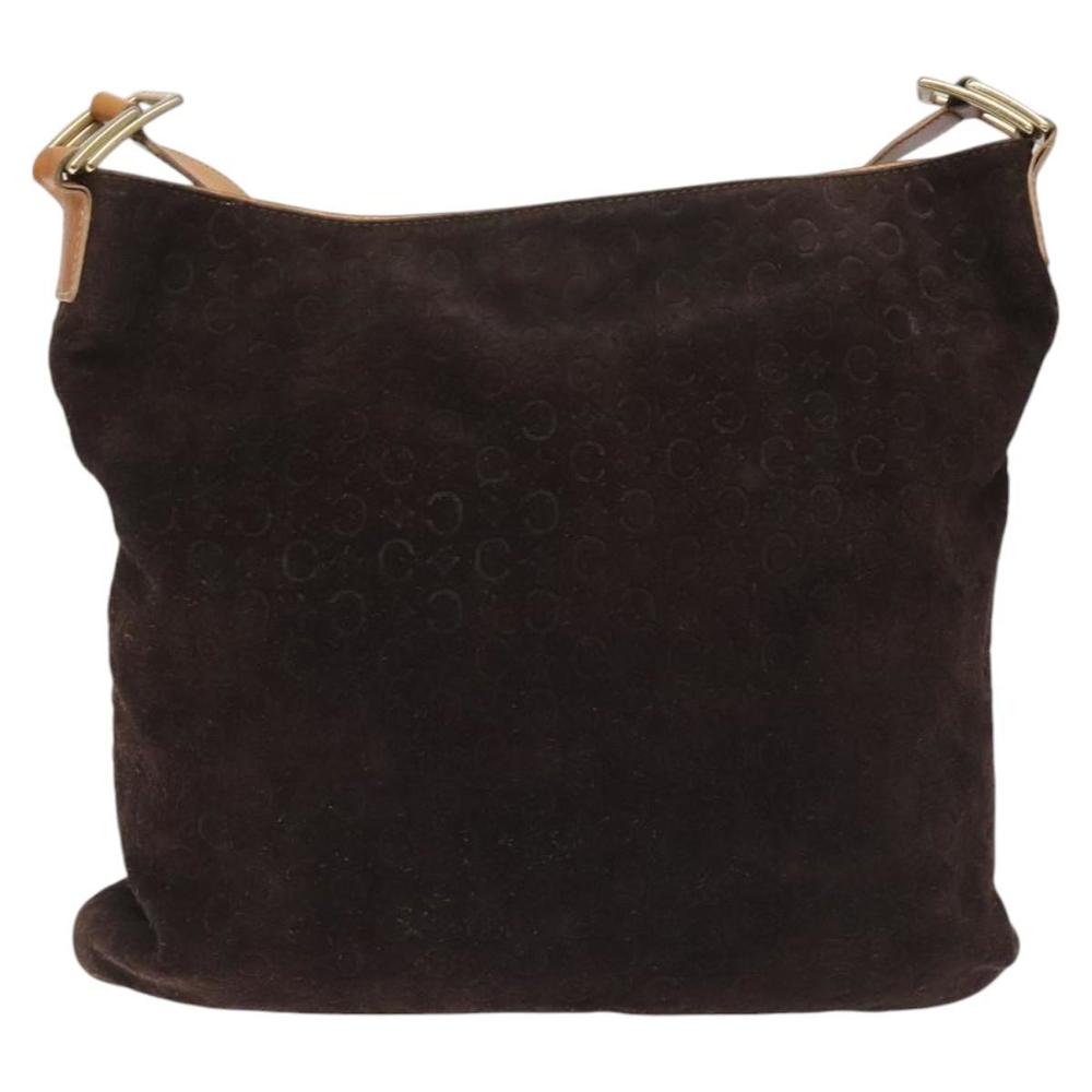 CELINE C Macadam Canvas Shoulder Bag Suede Leather Beige Brown gold Auth hk2165 - Picture 2 of 16